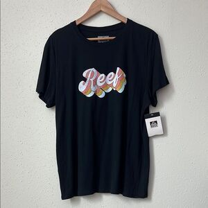 New Reef Surf Black Retro Logo Short Sleeve Graphic Tee Size L